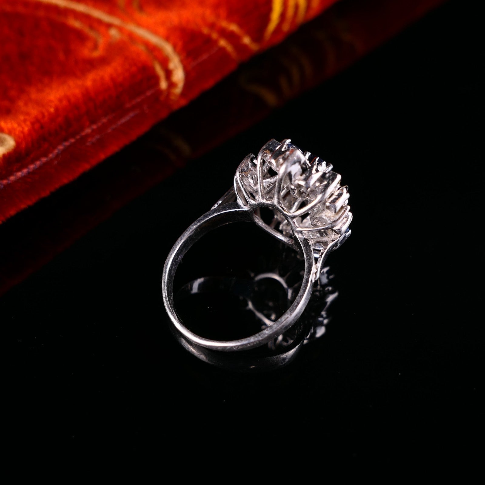 Vintage Cocktailring Silberring mit blauen Saphiren 925er Silber Gr. 58 (18,4mm)