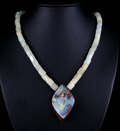 Vintage Boulder Opal & Aquamarin Edelsteinkette 925er Silber Schließe 45cm