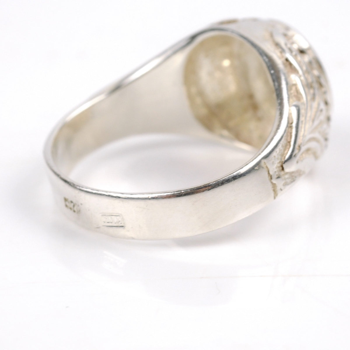 Vintage Monogramm Siegelring Ring Initialen MO OM 925 Silber Gr. 57 im Art Deco Stil