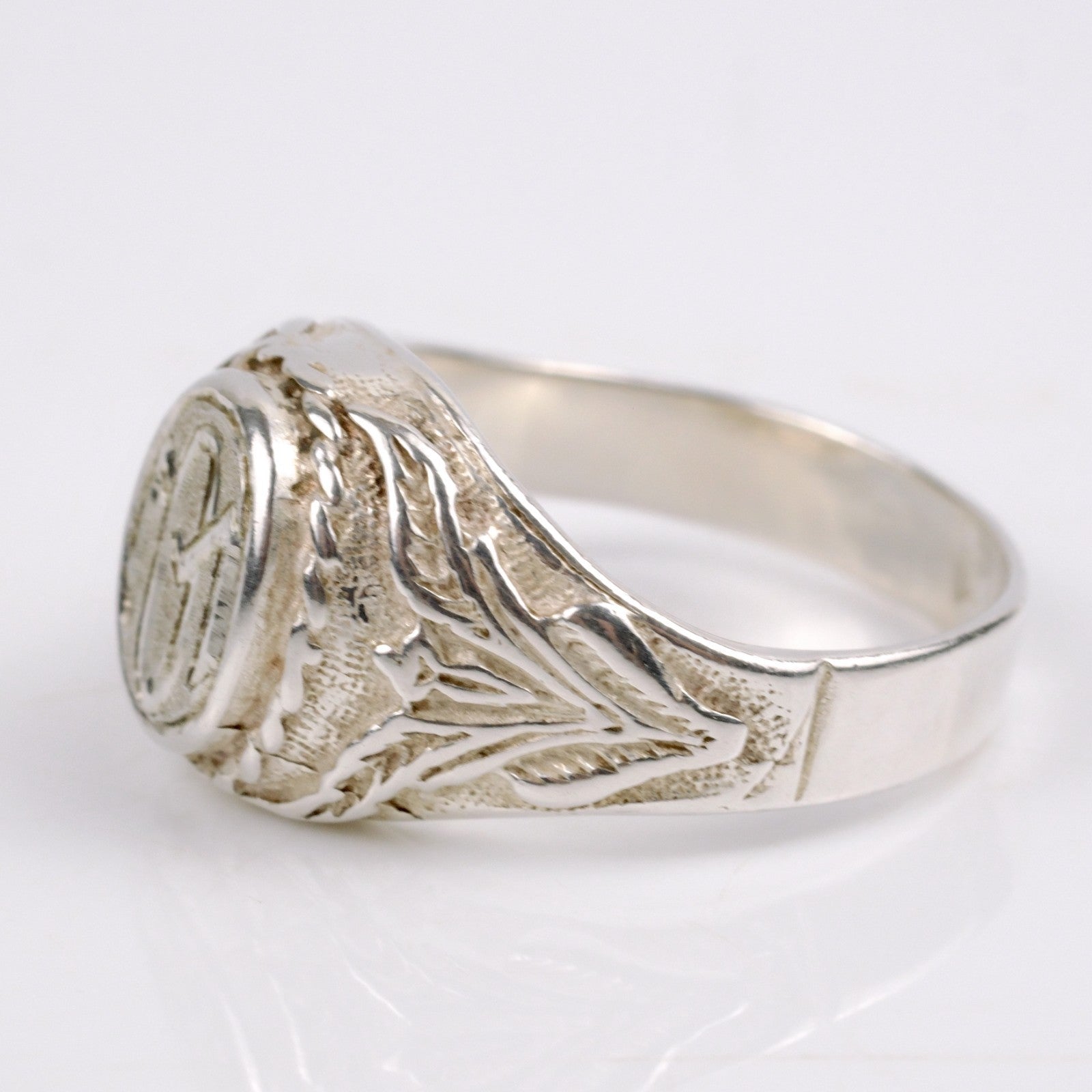 Vintage Monogramm Siegelring Ring Initialen MO OM 925 Silber Gr. 57 im Art Deco Stil