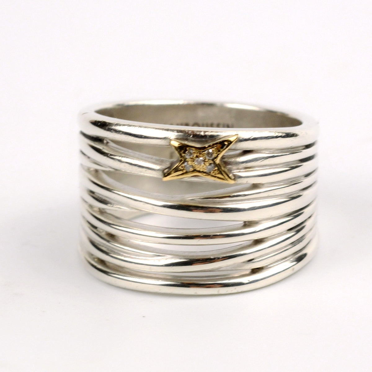 Mauboussin Kiff and Kiss Ring 925er Silber 18kt Gold & Diamanten RG 58 / 18,4mm