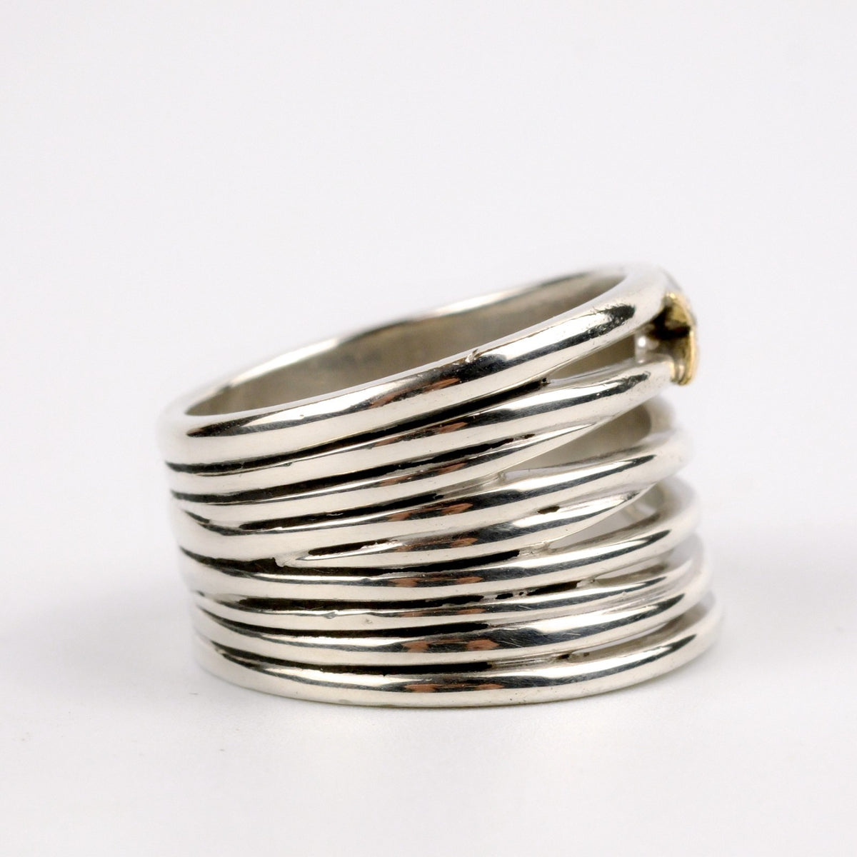 Mauboussin Kiff and Kiss Ring 925er Silber 18kt Gold & Diamanten RG 58 / 18,4mm
