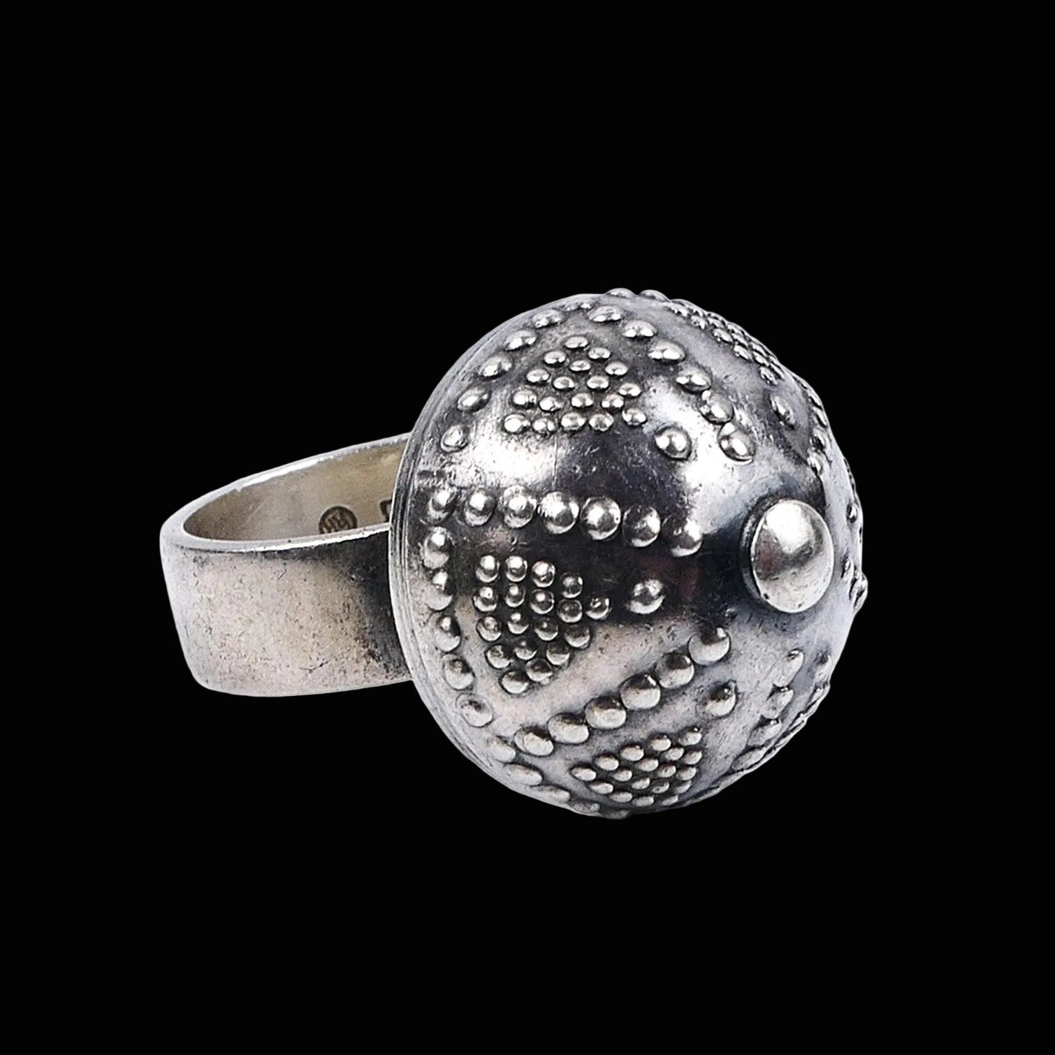 Kalevala Koru Finnland Vintage Modernist 916 Silber Sterling Ring Kugel Kuppelring RG 53 (16,8mm Ø)