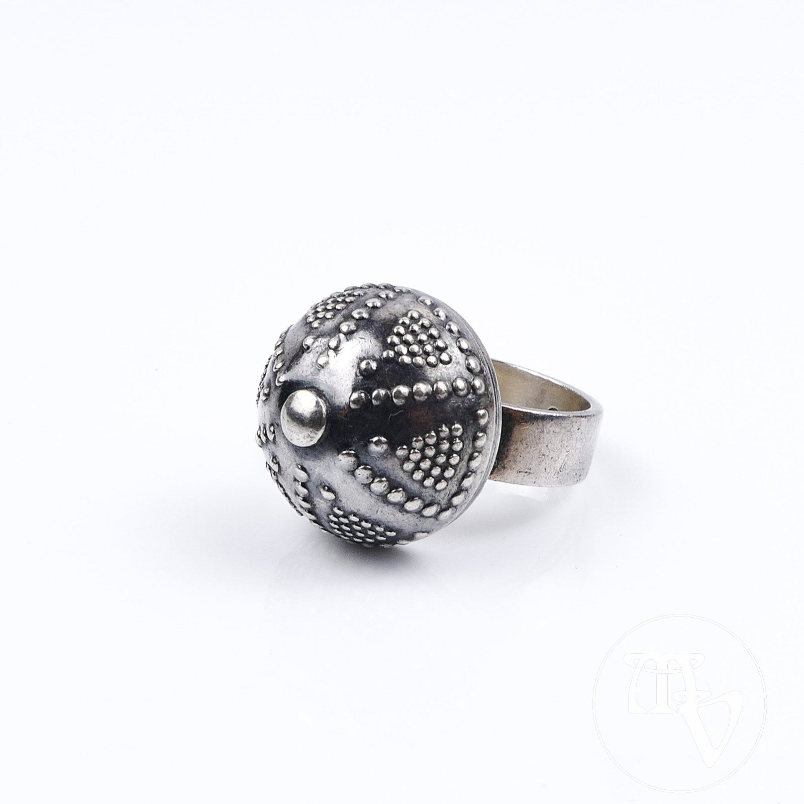 Kalevala Koru Finnland Vintage Modernist 916 Silber Sterling Ring Kugel Kuppelring RG 53 (16,8mm Ø)
