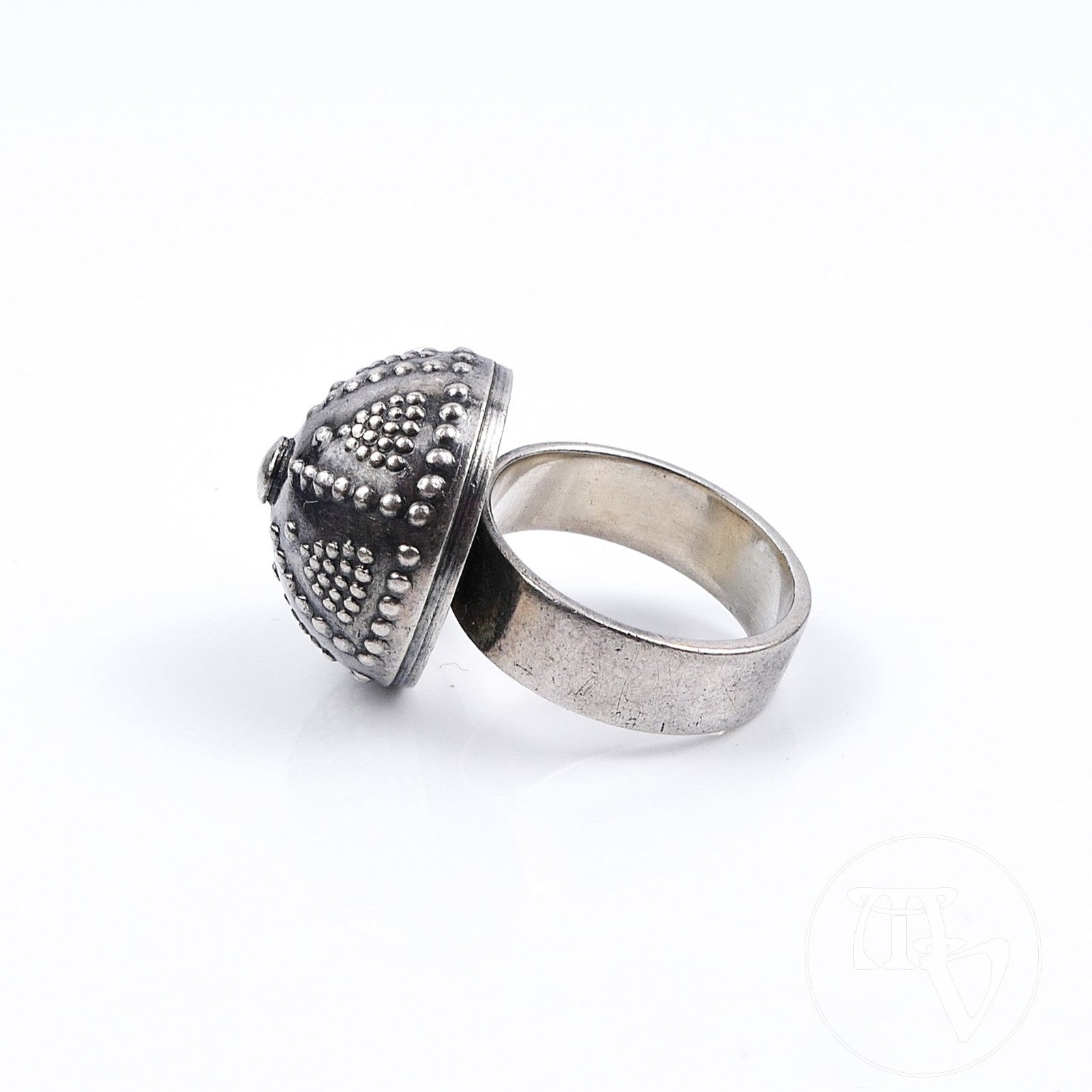 Kalevala Koru Finnland Vintage Modernist 916 Silber Sterling Ring Kugel Kuppelring RG 53 (16,8mm Ø)