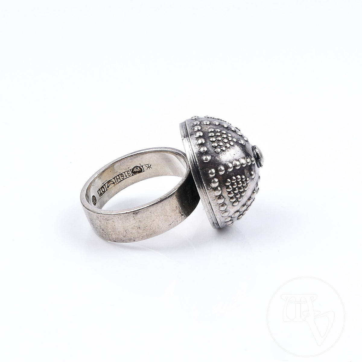 Kalevala Koru Finnland Vintage Modernist 916 Silber Sterling Ring Kugel Kuppelring RG 53 (16,8mm Ø)