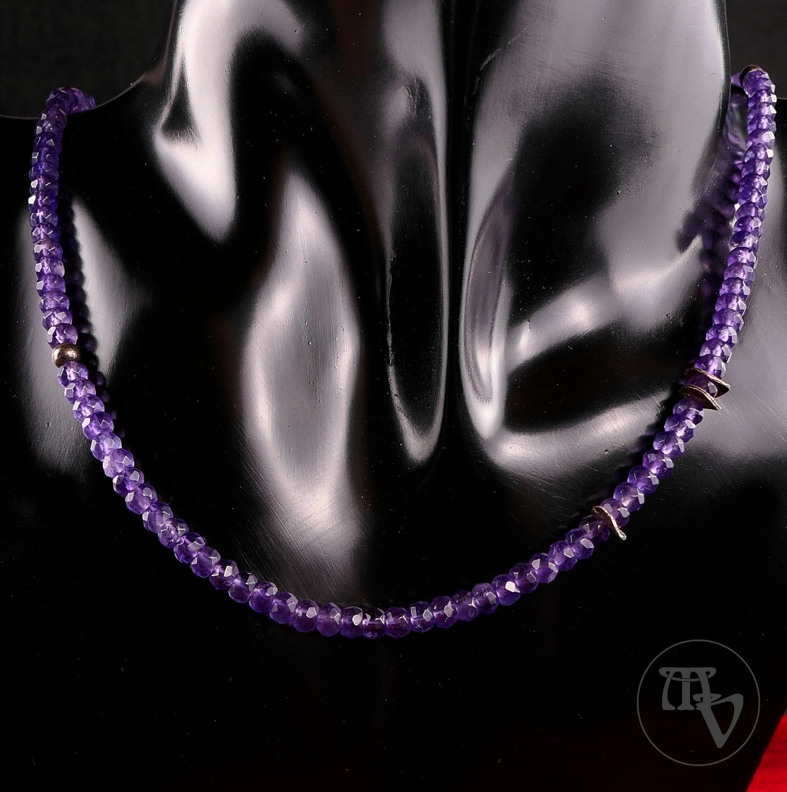 Moderne Amethyst facettierte Kugel Edelsteinkette 925 Silber 45cm 13,5g