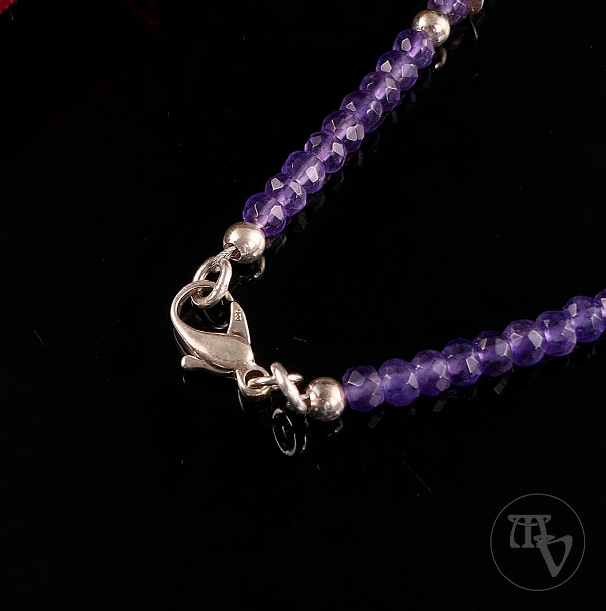 Moderne Amethyst facettierte Kugel Edelsteinkette 925 Silber 45cm 13,5g