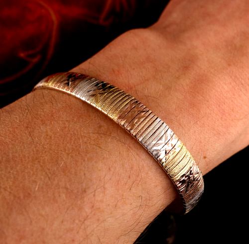925 Silber Silberarmband Schlangenarmband Cleopatrakette 18cm - Gold, Rosé & Silber - 18,3g Italy
