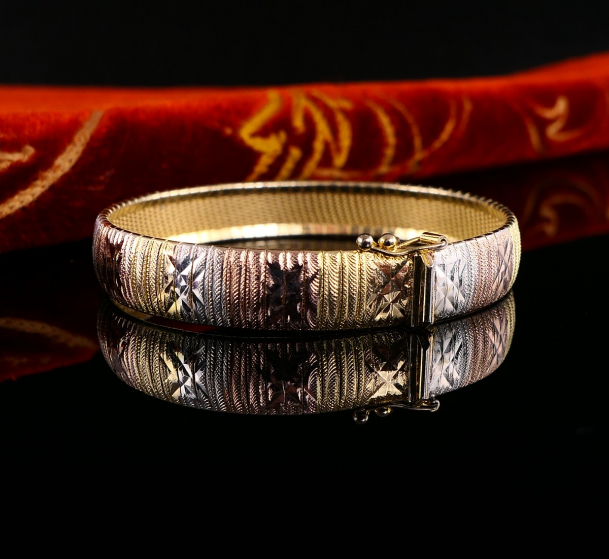 925 Silber Silberarmband Schlangenarmband Cleopatrakette 18cm - Gold, Rosé & Silber - 18,3g Italy
