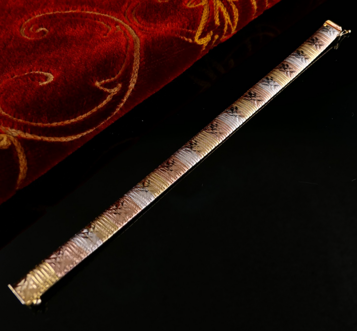 925 Silber Silberarmband Schlangenarmband Cleopatrakette 18cm - Gold, Rosé & Silber - 18,3g Italy