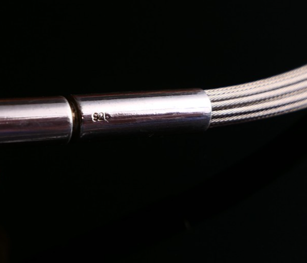 Vintage 925er Silber & Edelstahl 20 reihiger Omegareif Halsreif L. 50cm / 19,6g