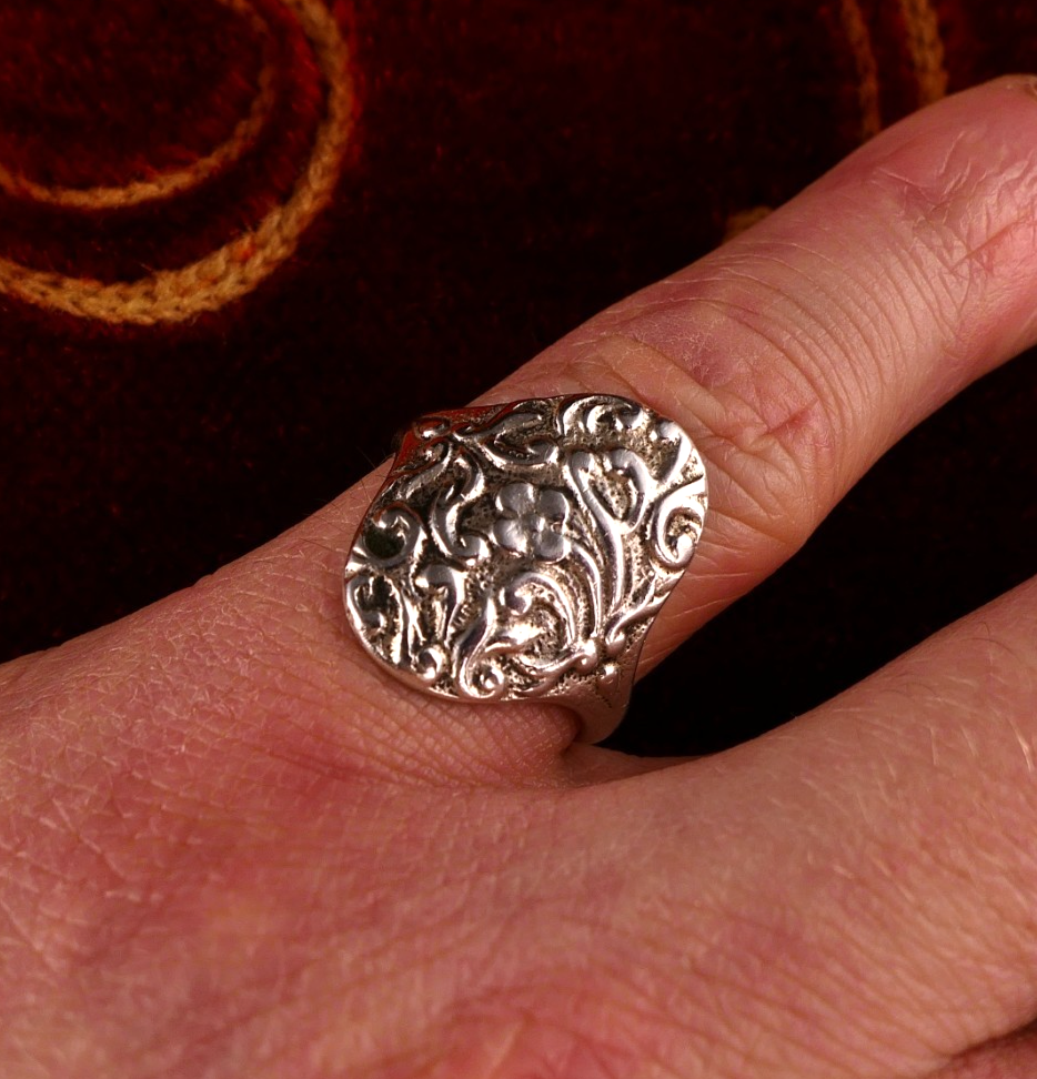 Orgineller Vintage Silberring Damenring Floral Feminin 925 Silber Gr 56 (17,8mm)