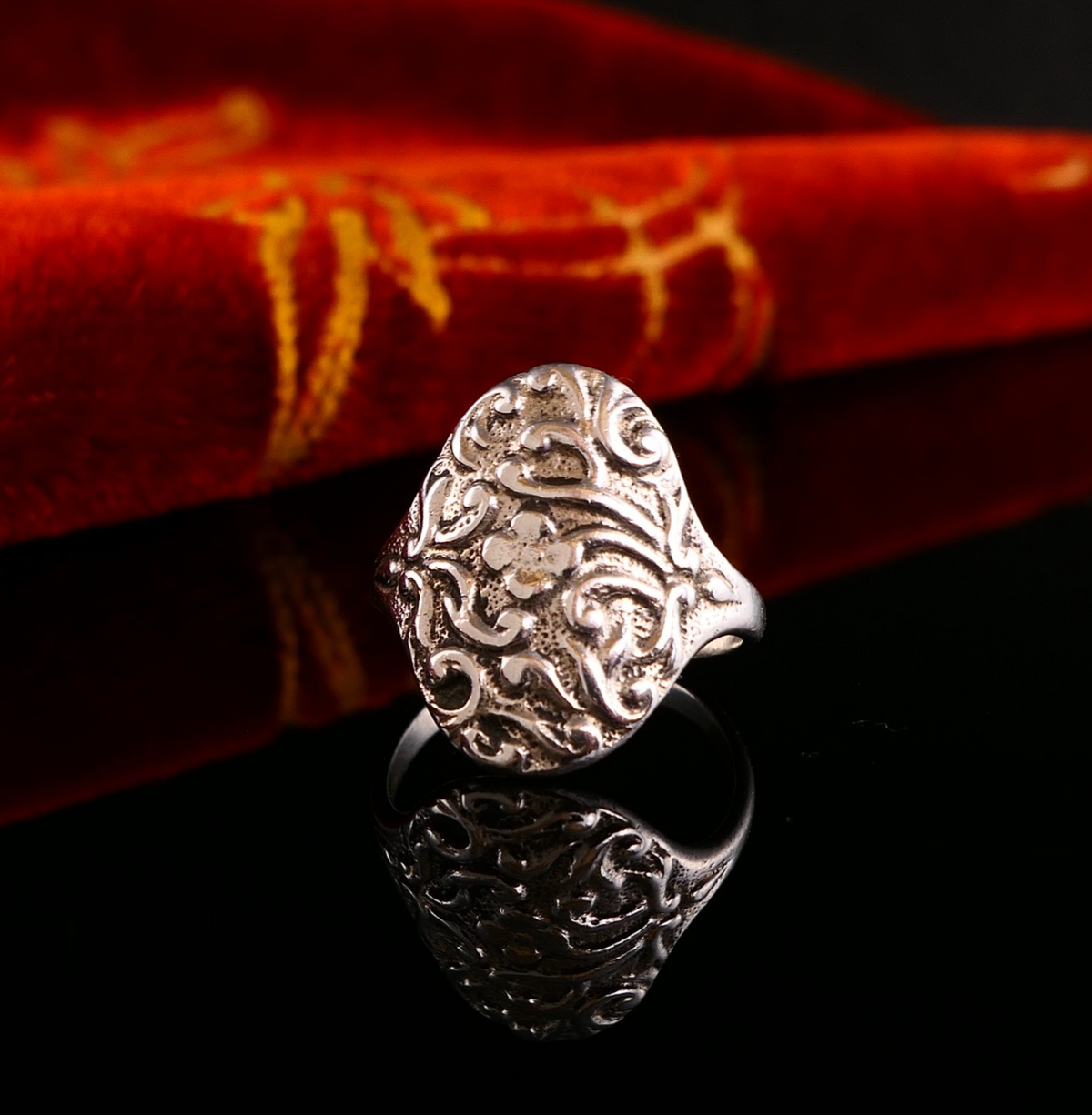Orgineller Vintage Silberring Damenring Floral Feminin 925 Silber Gr 56 (17,8mm)