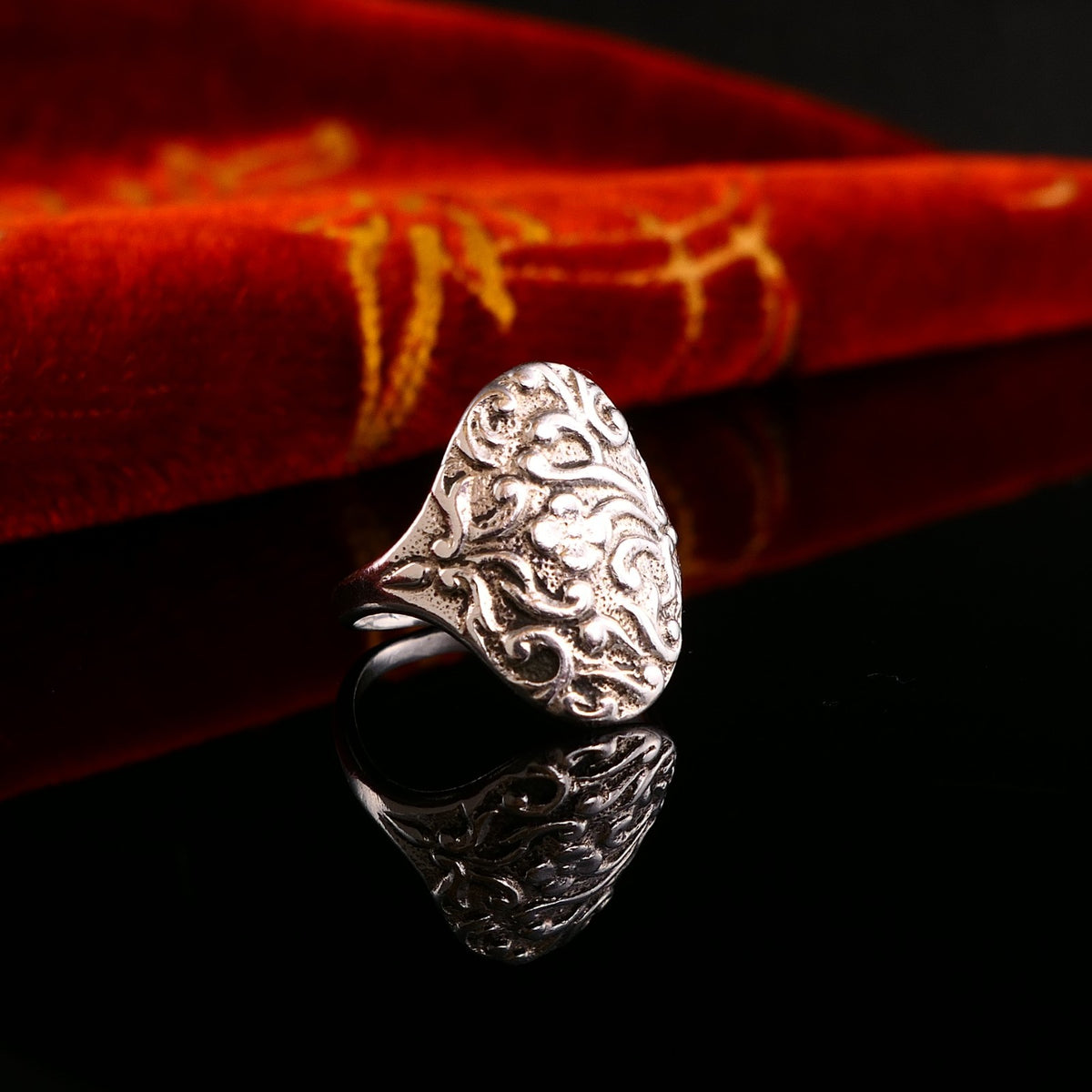 Orgineller Vintage Silberring Damenring Floral Feminin 925 Silber Gr 56 (17,8mm)