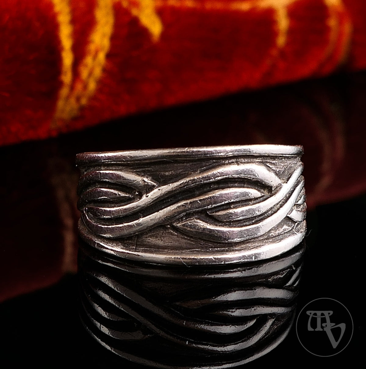 Vintage Silberring Verschlungenes Band Keltic Flecht 925 Silber Gr. 60 (19,1mm)