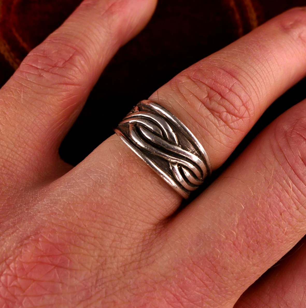 Vintage Silberring Verschlungenes Band Keltic Flecht 925 Silber Gr. 60 (19,1mm)