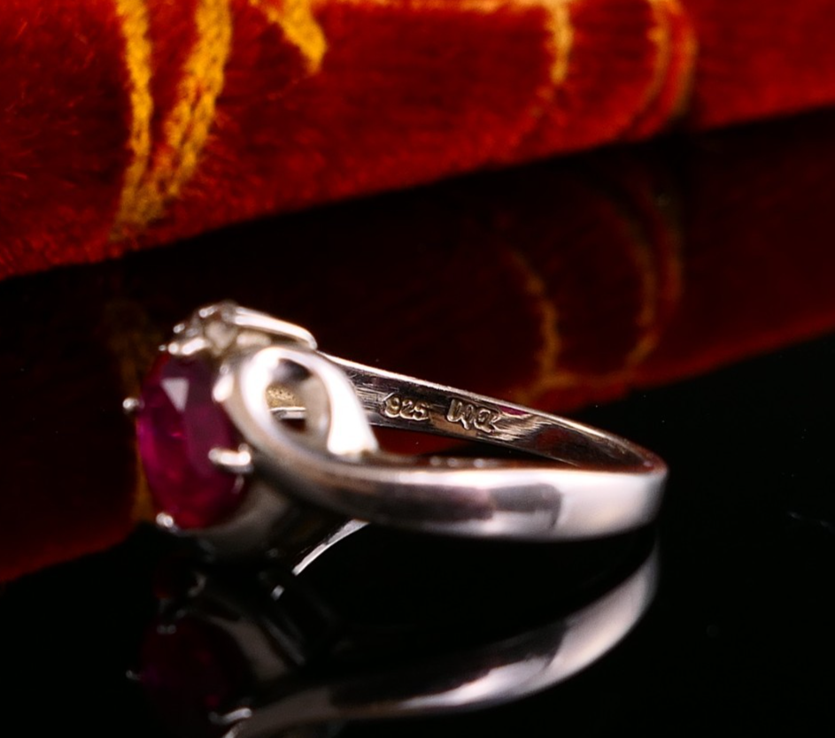 Moderner Silberring Damenring Pink Zirkonia DQCZ 925er Silber Gr. 57 / 18,1mm