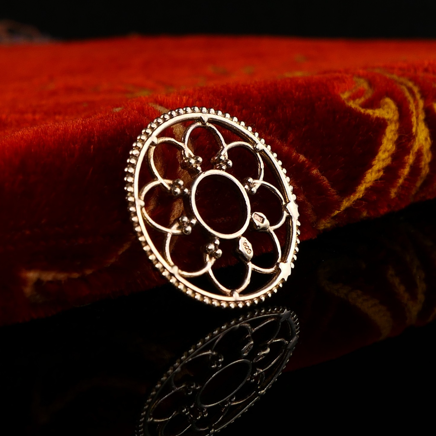 Vintage * Ring Ding * Scheibe für Silberring oder Anhänger 925 Silber Vergoldet Silberwerk