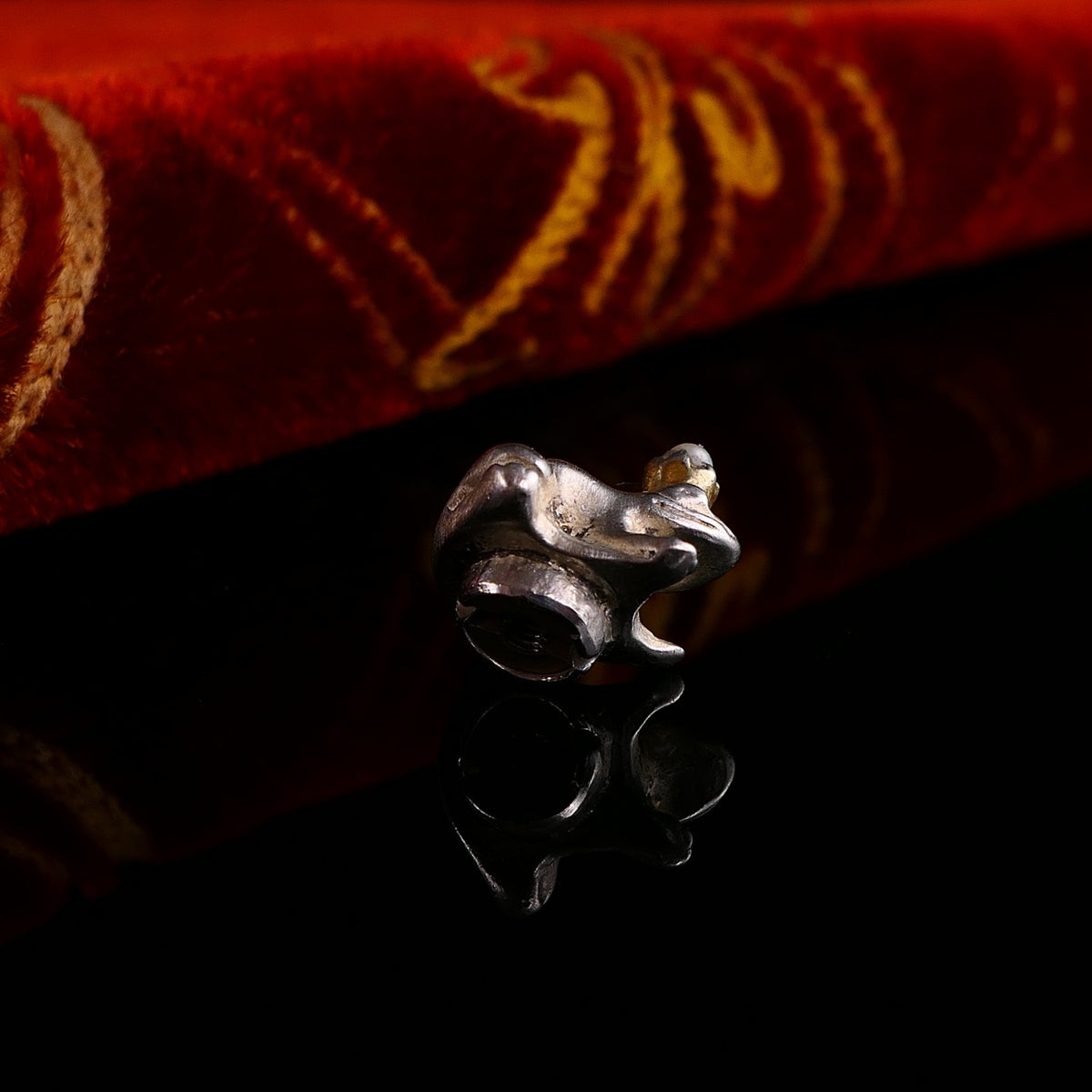 Vintage Ring Ding Top für Silberring Frosch mit Perle 925 Silber von Silberwerk