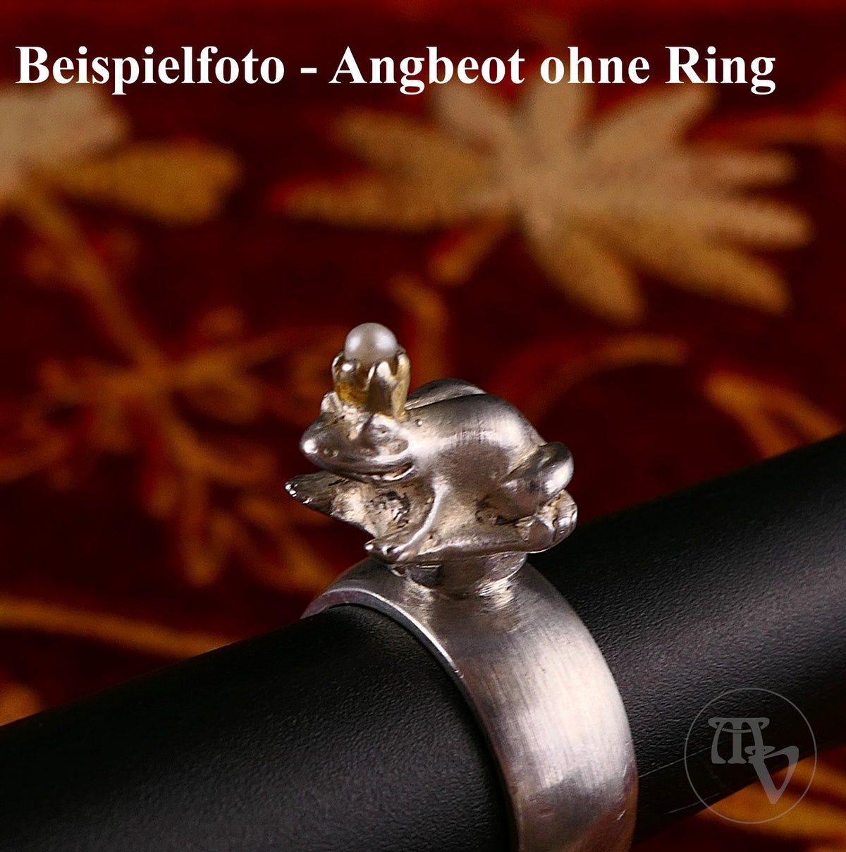 Vintage Ring Ding Top für Silberring Frosch mit Perle 925 Silber von Silberwerk