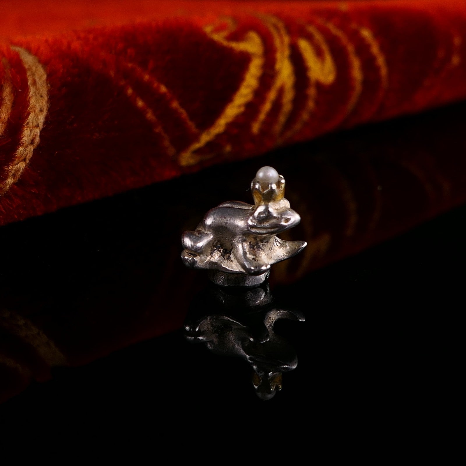 Vintage Ring Ding Top für Silberring Frosch mit Perle 925 Silber von Silberwerk