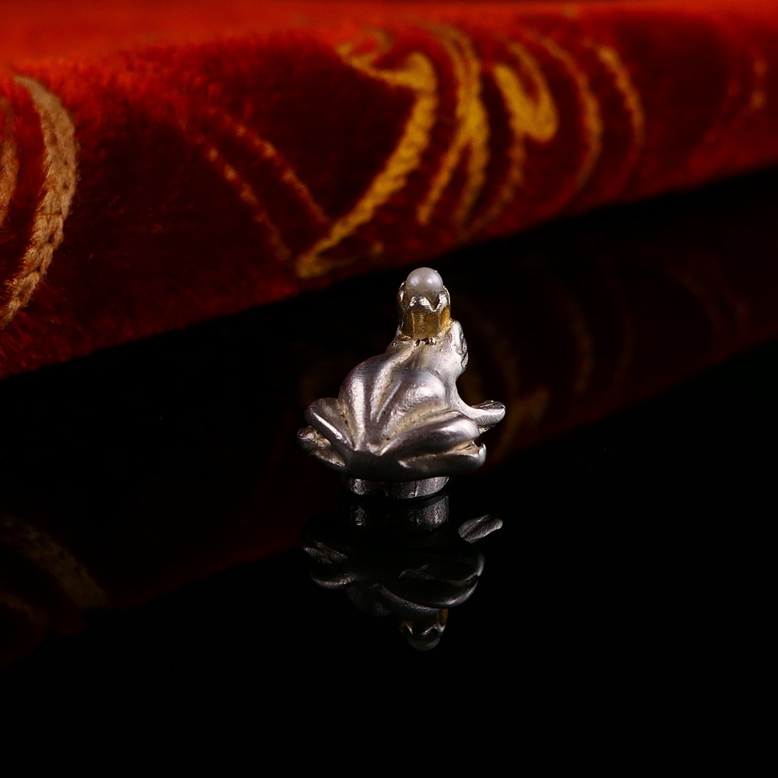 Vintage Ring Ding Top für Silberring Frosch mit Perle 925 Silber von Silberwerk