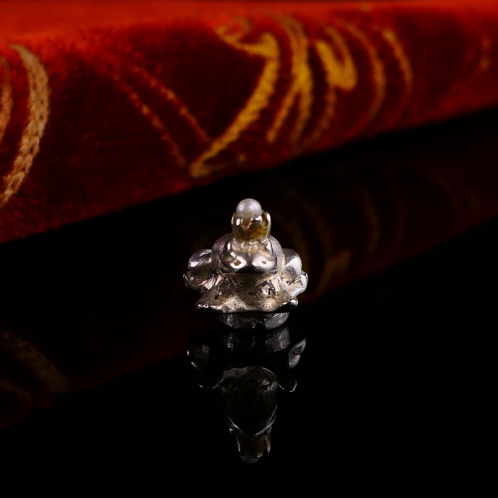Vintage Ring Ding Top für Silberring Frosch mit Perle 925 Silber von Silberwerk