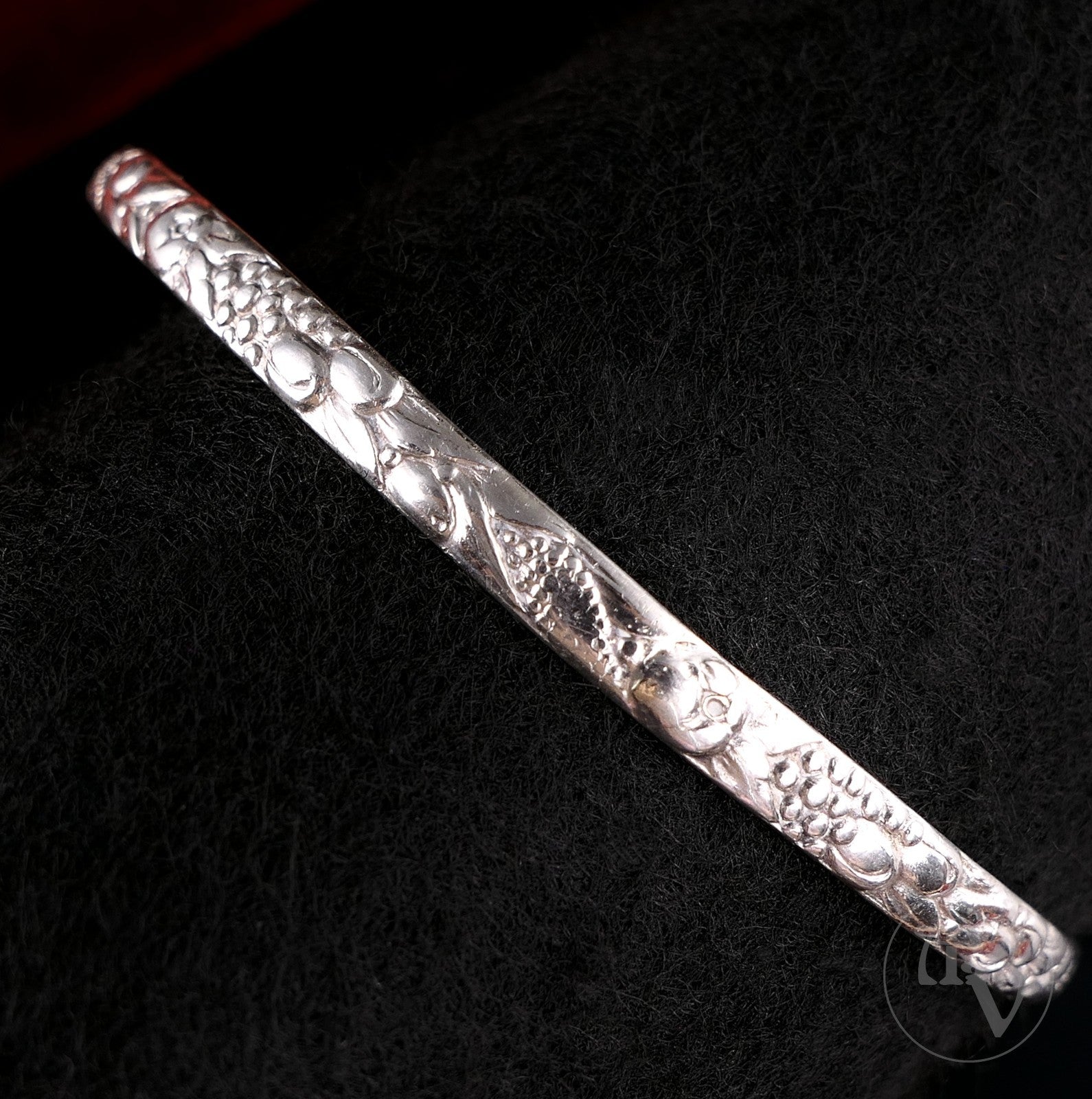 Vintage 835er Silber Armband Armreif -Florales Design Antiker Stil 21,5cm Ø6,8cm