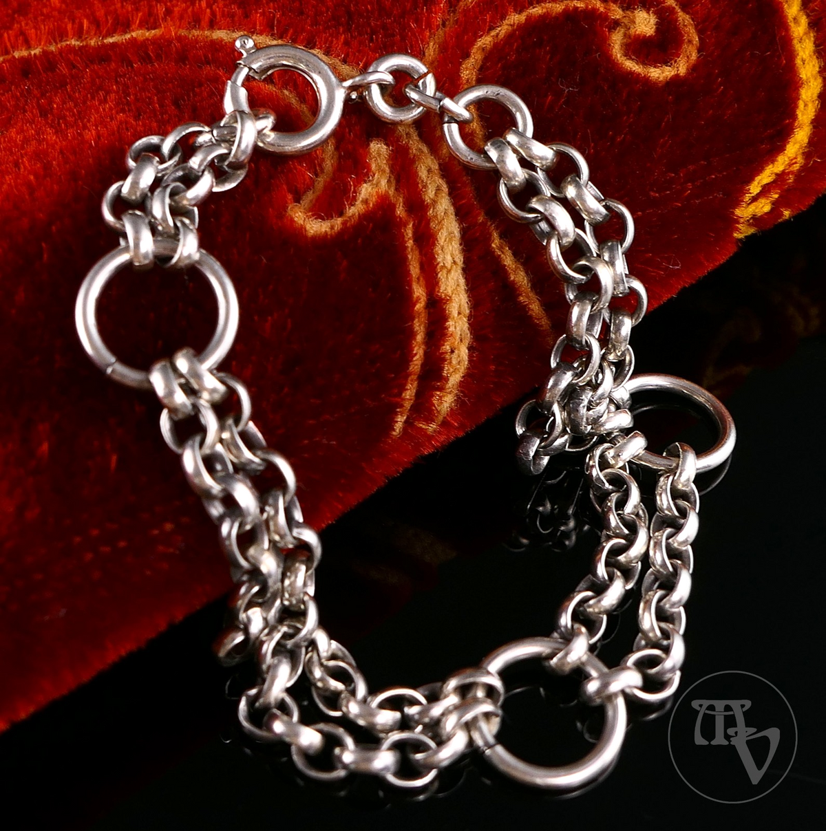 Vintage min 800er Silber Gliederarmband Bettelarmband 18,5cm / 12,0g / Ösen 12mm
