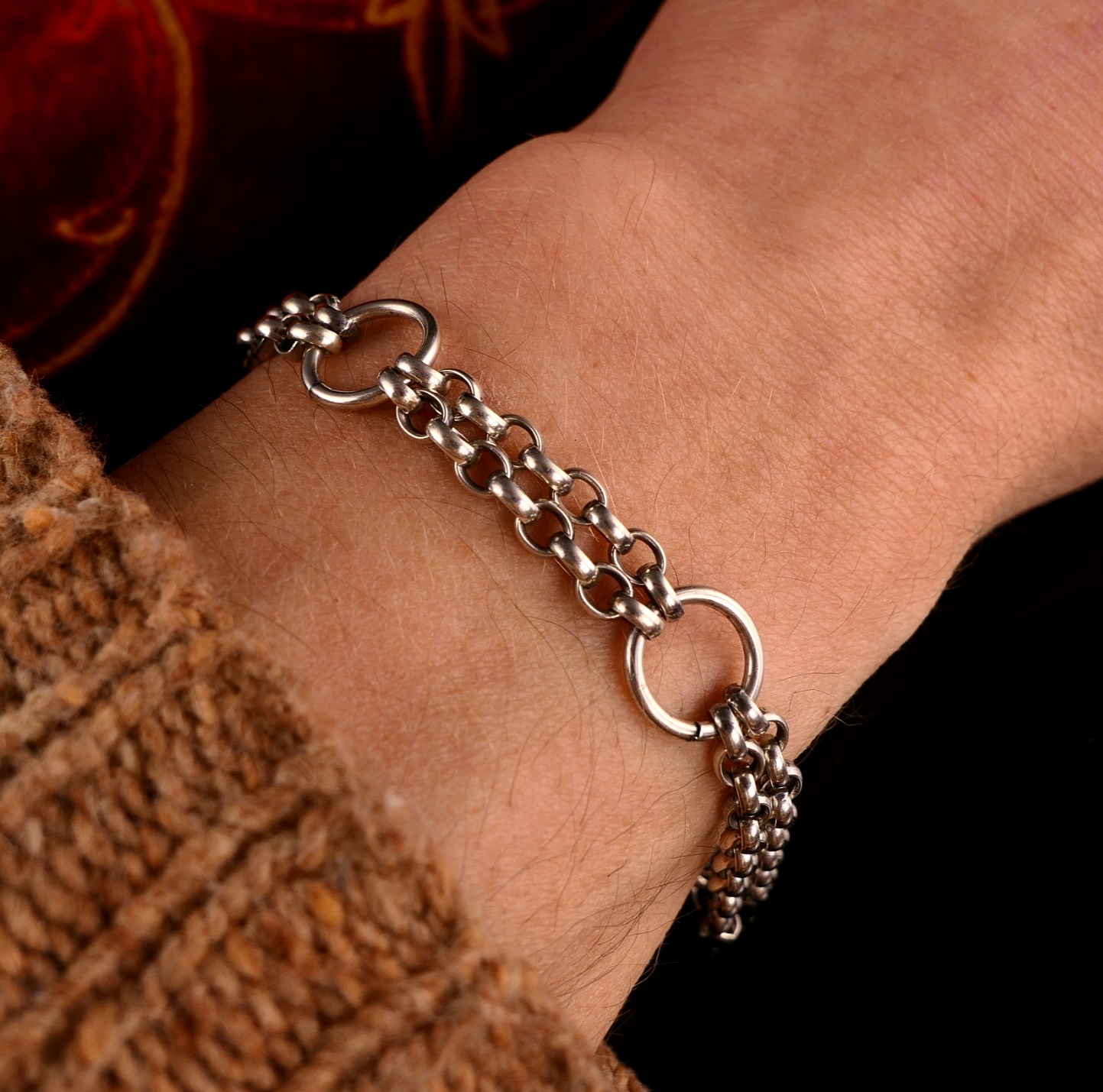 Vintage min 800er Silber Gliederarmband Bettelarmband 18,5cm / 12,0g / Ösen 12mm