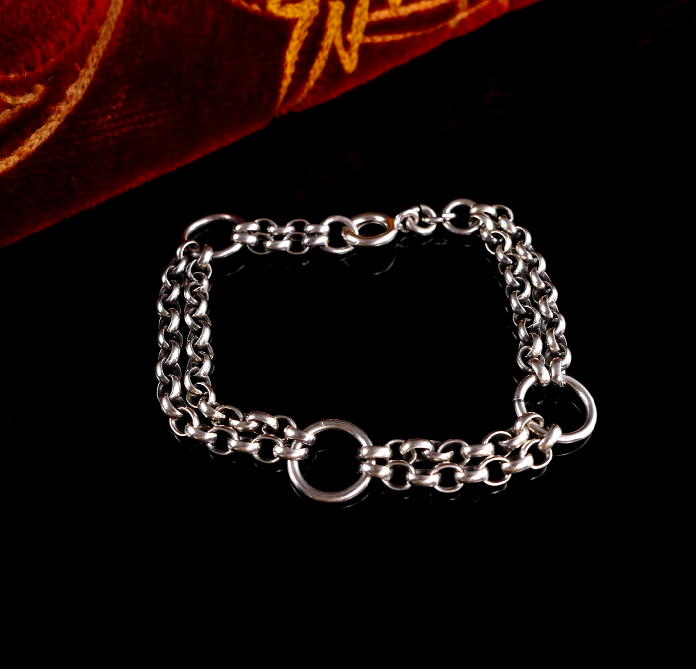 Vintage min 800er Silber Gliederarmband Bettelarmband 18,5cm / 12,0g / Ösen 12mm