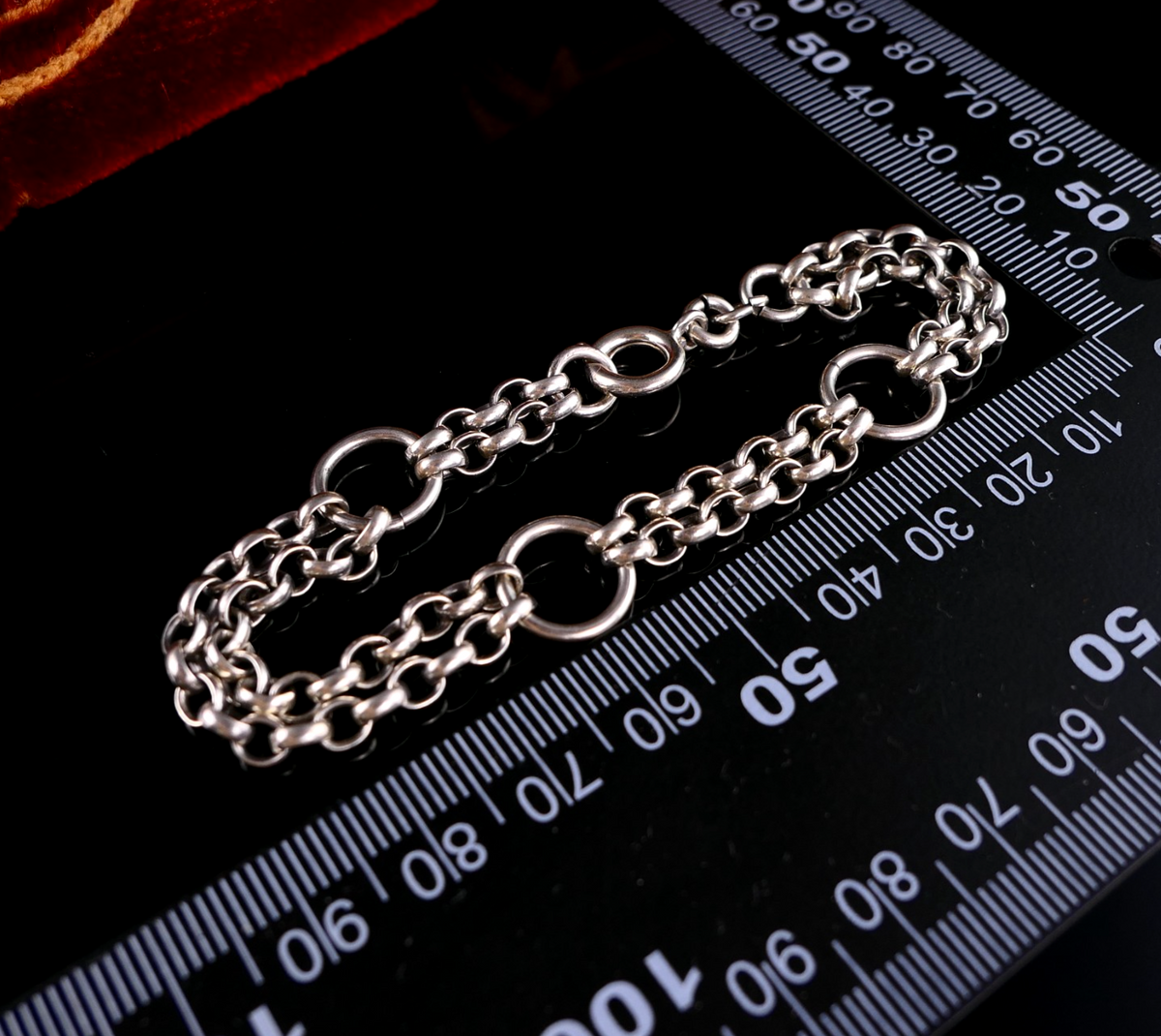Vintage min 800er Silber Gliederarmband Bettelarmband 18,5cm / 12,0g / Ösen 12mm