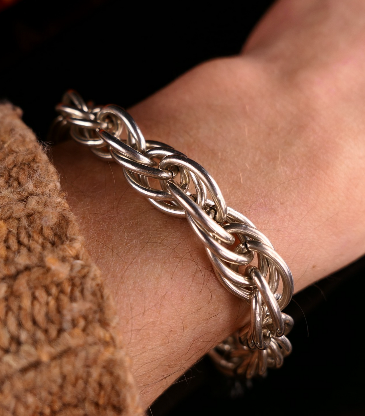 Massives 925 Sterling Silber Gliederarmband Geflochten Oval Silberarmband 20cm 53g aus Italien