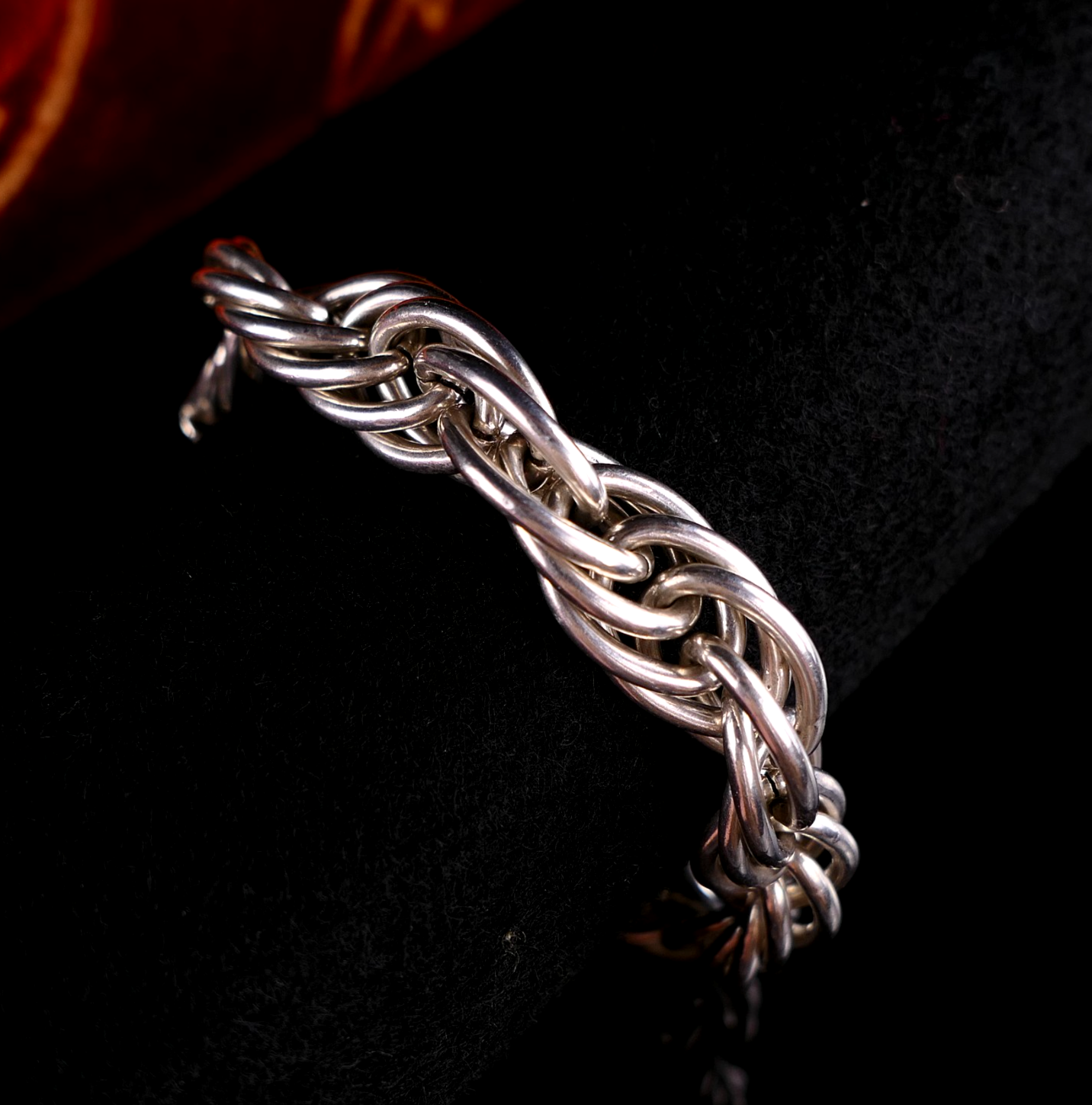 Massives 925 Sterling Silber Gliederarmband Geflochten Oval Silberarmband 20cm 53g aus Italien
