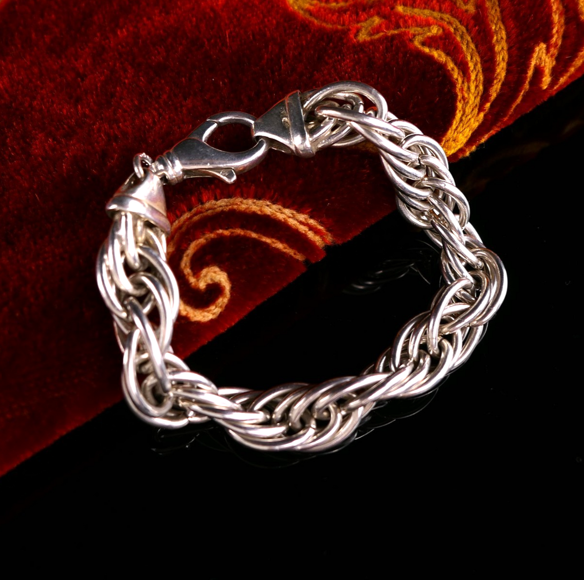 Massives 925 Sterling Silber Gliederarmband Geflochten Oval Silberarmband 20cm 53g aus Italien