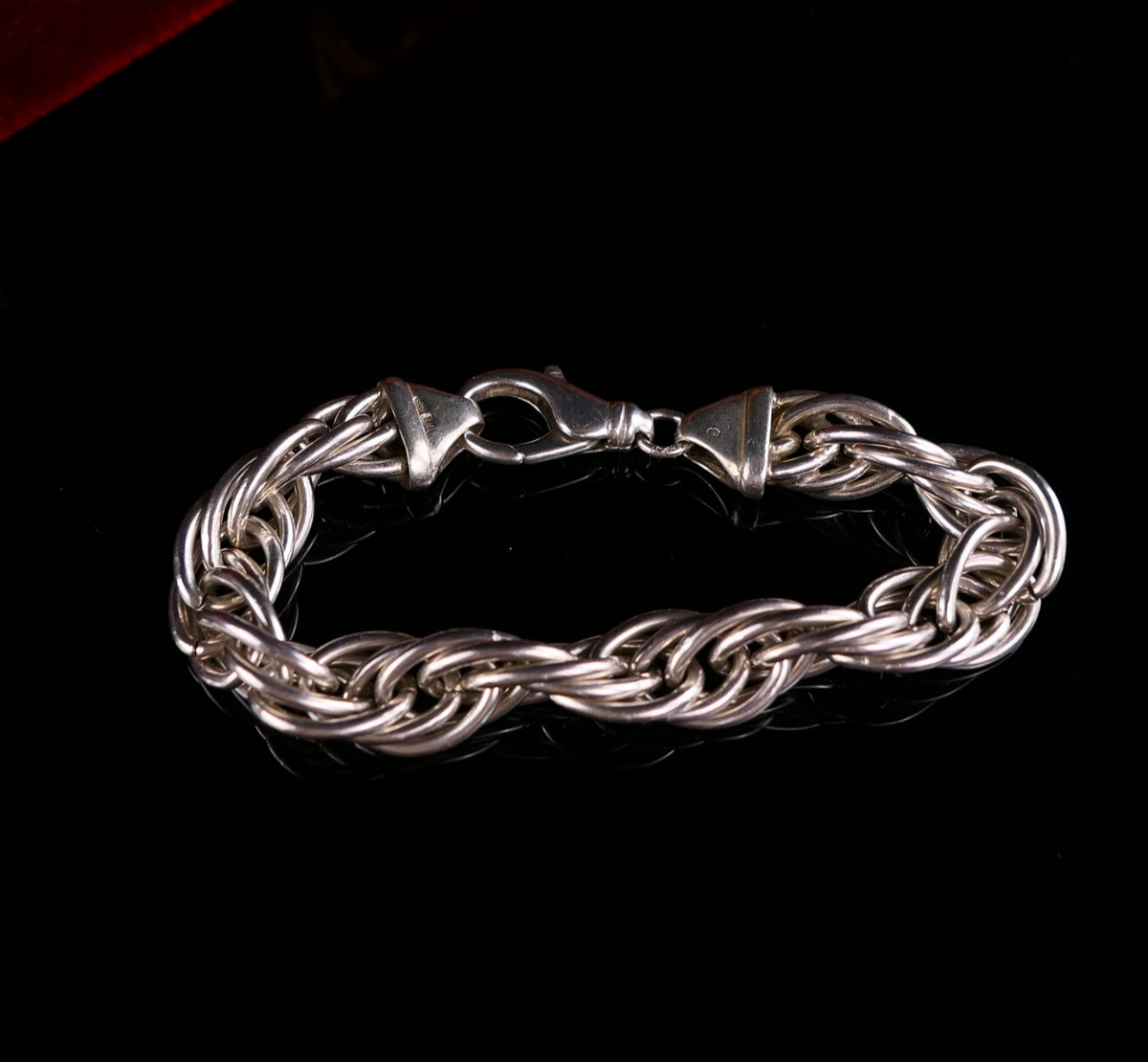 Massives 925 Sterling Silber Gliederarmband Geflochten Oval Silberarmband 20cm 53g aus Italien