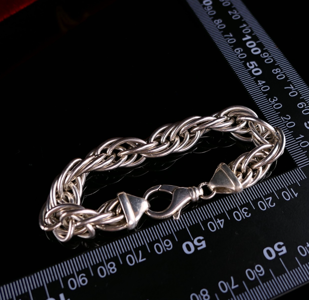 Massives 925 Sterling Silber Gliederarmband Geflochten Oval Silberarmband 20cm 53g aus Italien