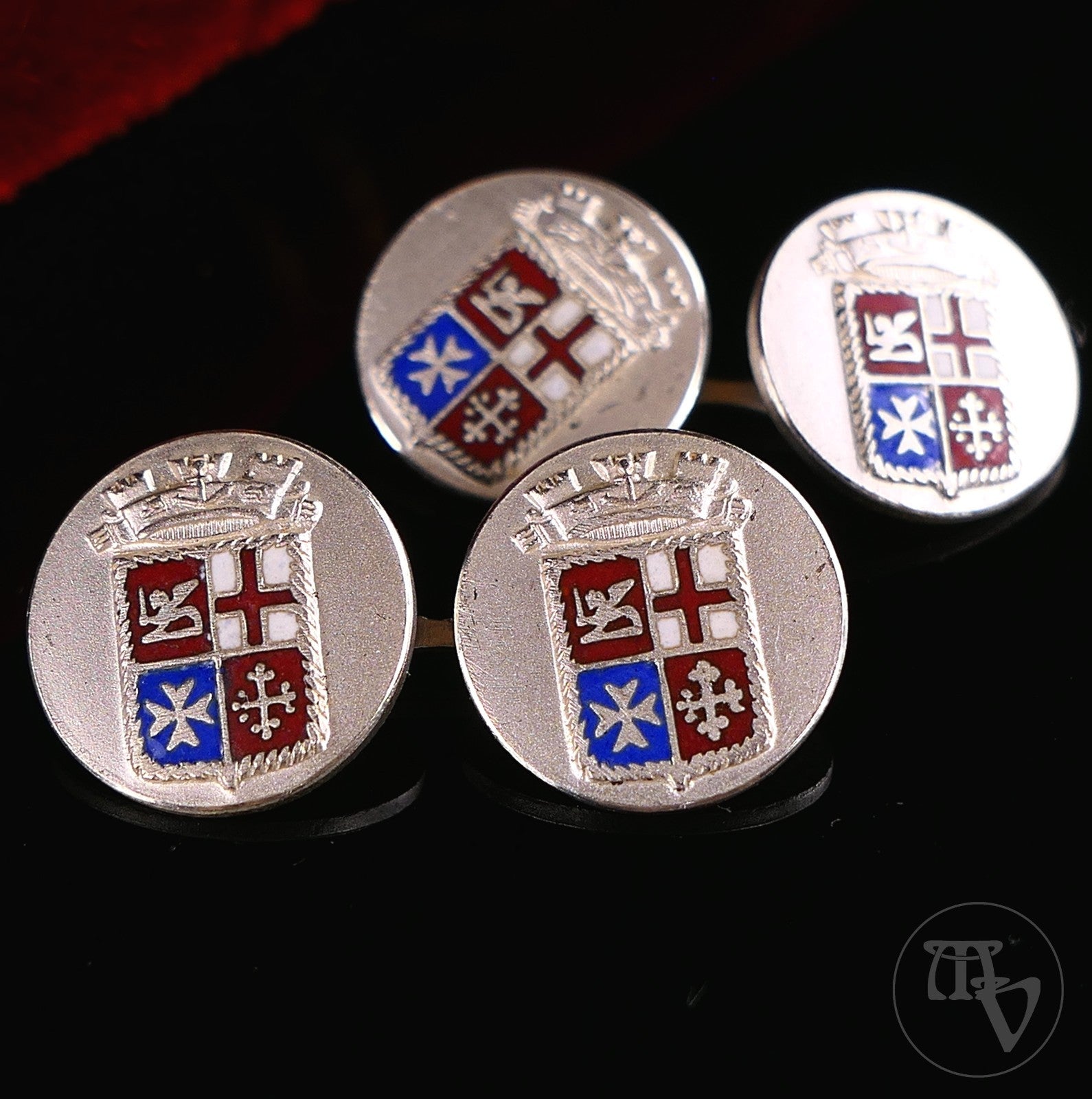 Vintage Manschettenknöpfe Wappen 800 Silber 7g Alt Seerepubliken Marine Italien