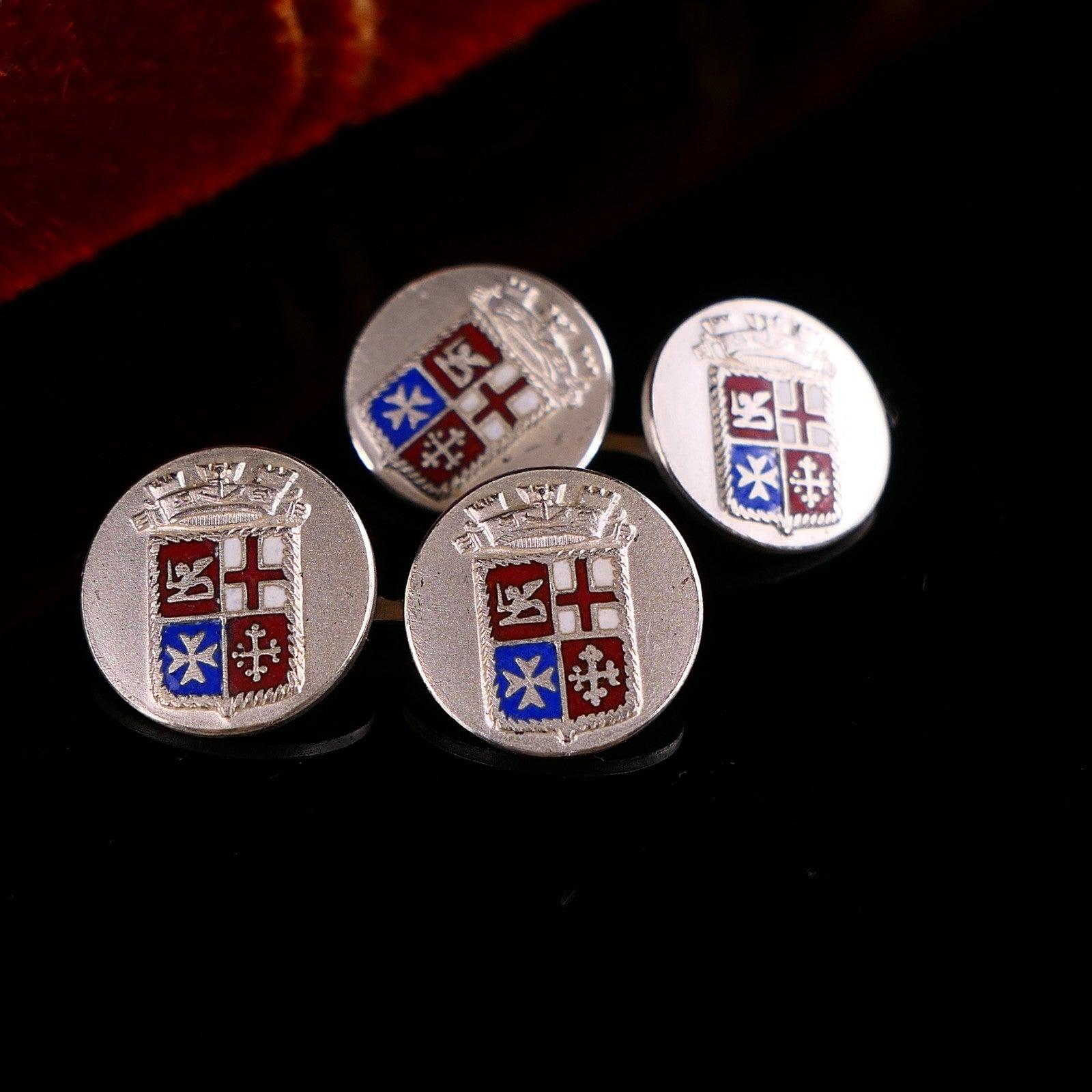 Vintage Manschettenknöpfe Wappen 800 Silber 7g Alt Seerepubliken Marine Italien