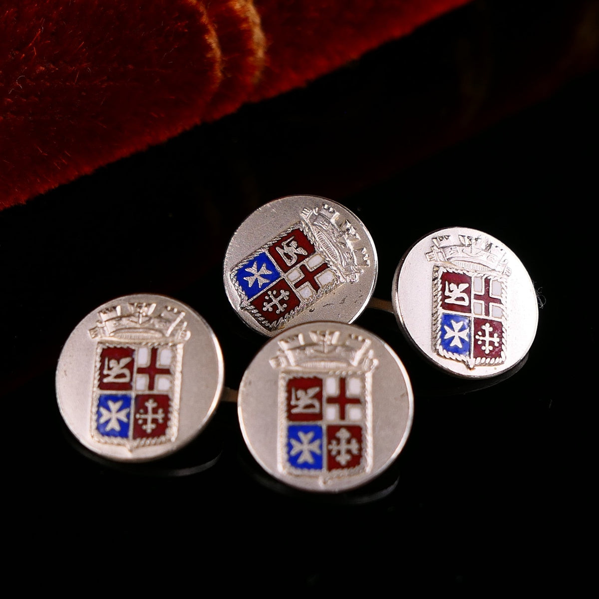 Vintage Manschettenknöpfe Wappen 800 Silber 7g Alt Seerepubliken Marine Italien