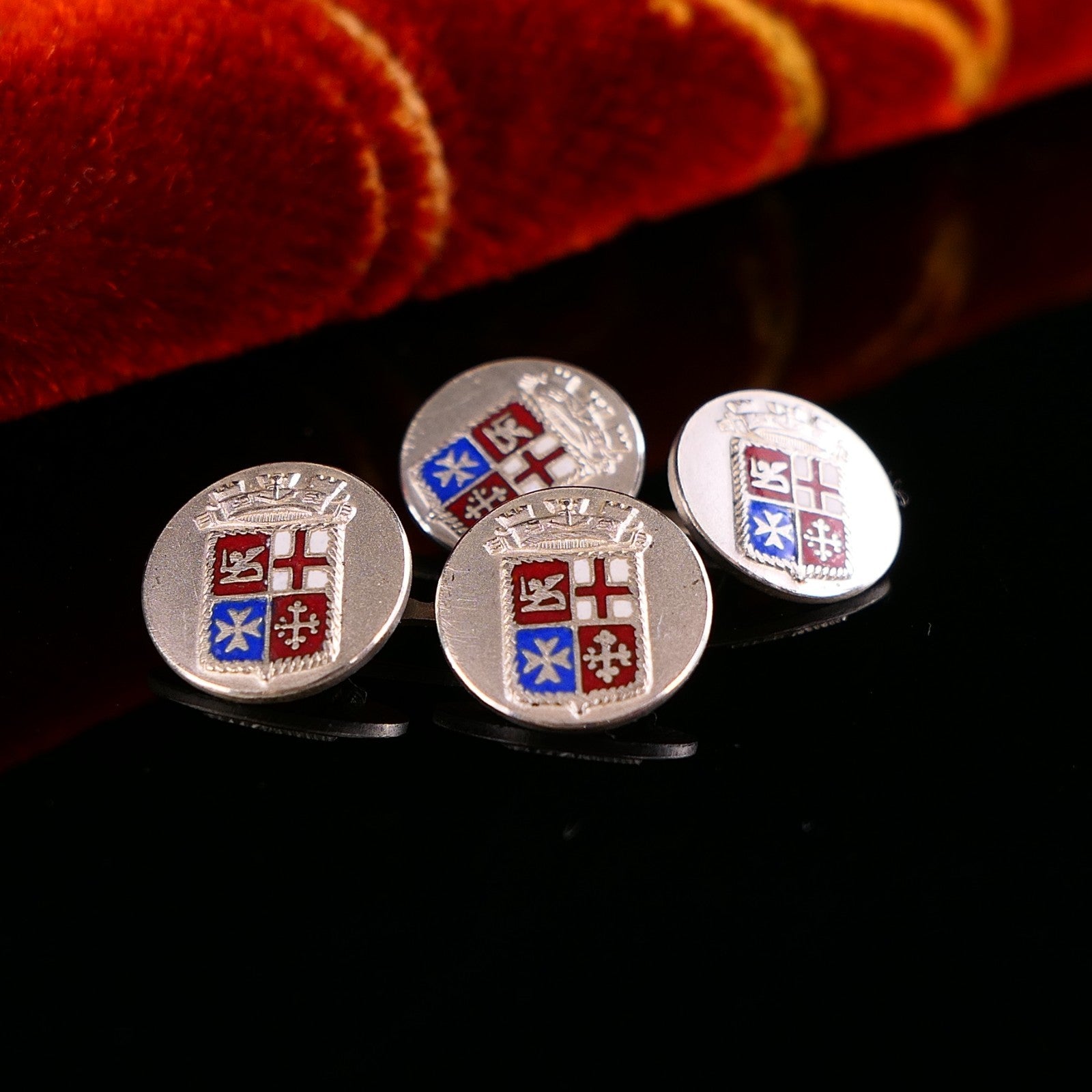 Vintage Manschettenknöpfe Wappen 800 Silber 7g Alt Seerepubliken Marine Italien