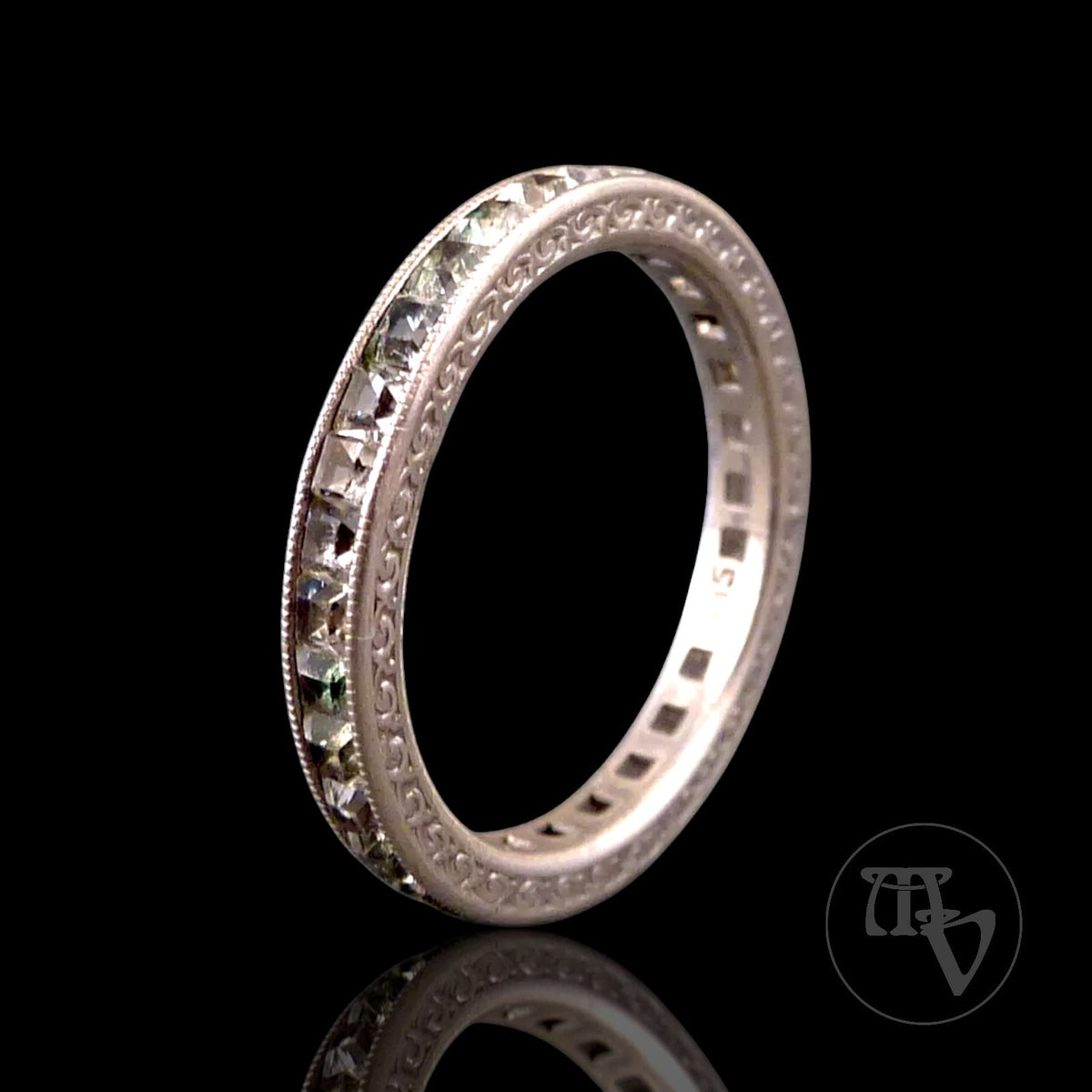Antikschmuck - Antiker Silber Memoryring mit Strasssteinen aus 935 Silber Gr. 53