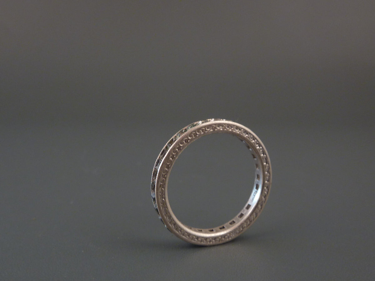 Antikschmuck - Antiker Silber Memoryring mit Strasssteinen aus 935 Silber Gr. 53