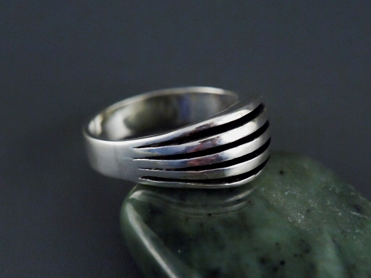 Vintage Handarbeit Silberring Damen Ring partiell geschwärzt Silber mind. 800er Gr. 56