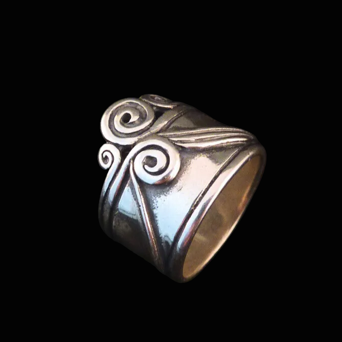 Verzierter 925 Silber Bandring Handarbeit Design Silberring gedrehte Bänder Gr. 54