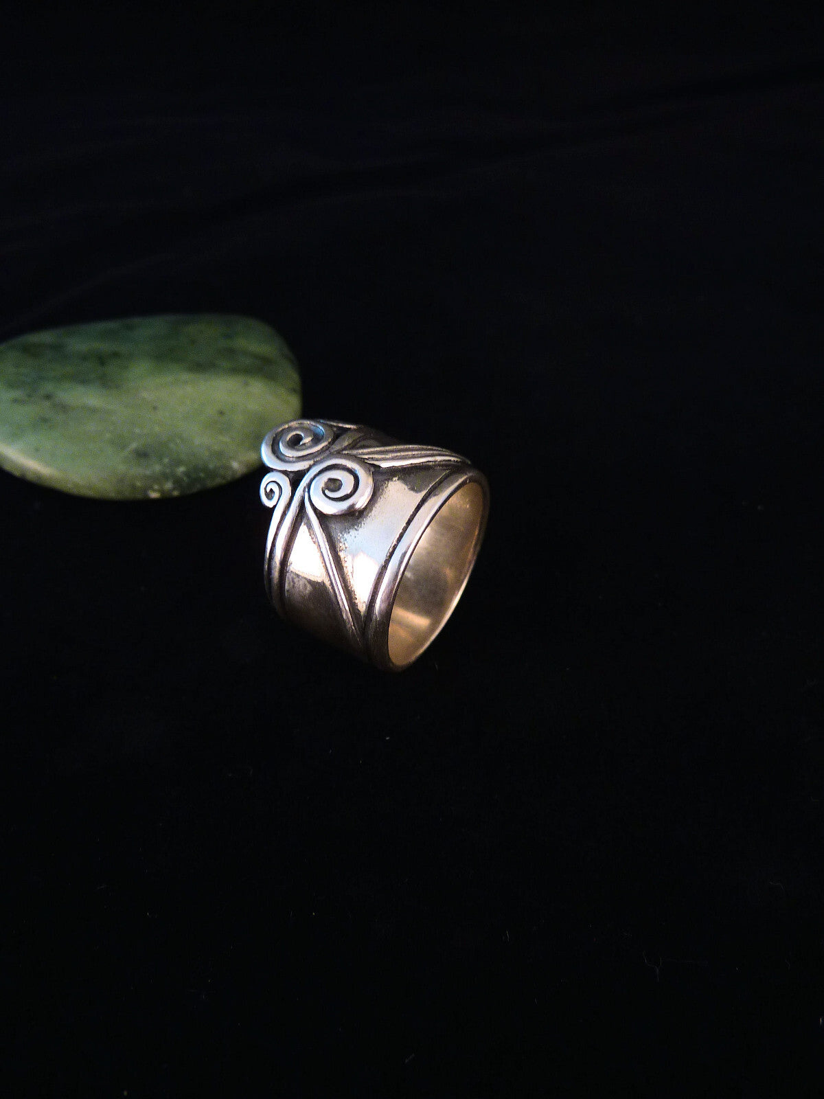Verzierter 925 Silber Bandring Handarbeit Design Silberring gedrehte Bänder Gr. 54
