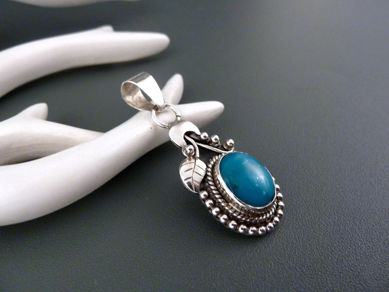 Vintage Navajo Ethno Schmuck Türkis Anhänger 925 Silber Indie Boho Hippie