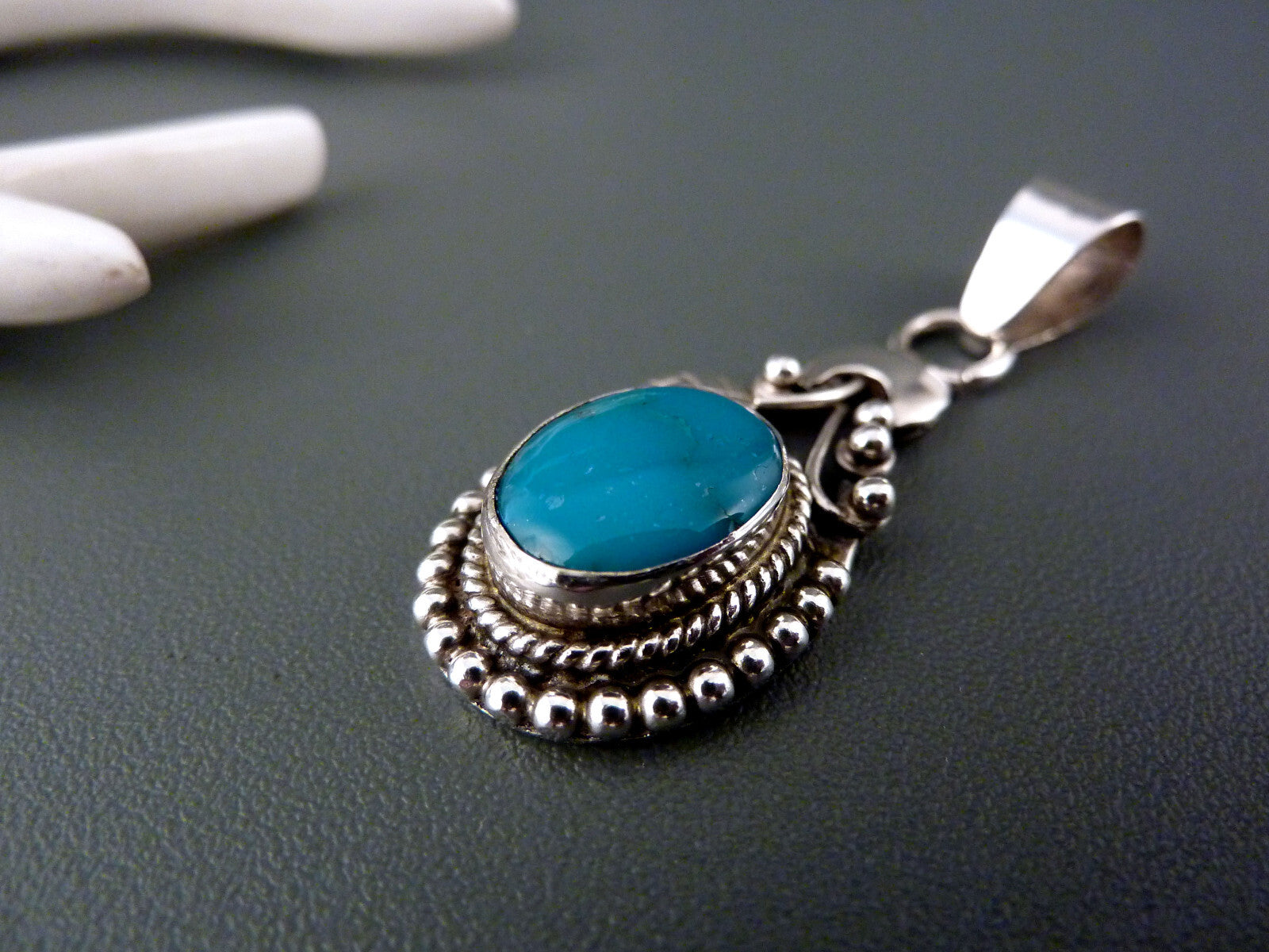 Vintage Navajo Ethno Schmuck Türkis Anhänger 925 Silber Indie Boho Hippie