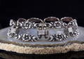 Antikes 835 Silber Glieder Armband Silberarmband Blumen florales Muster - 18cm